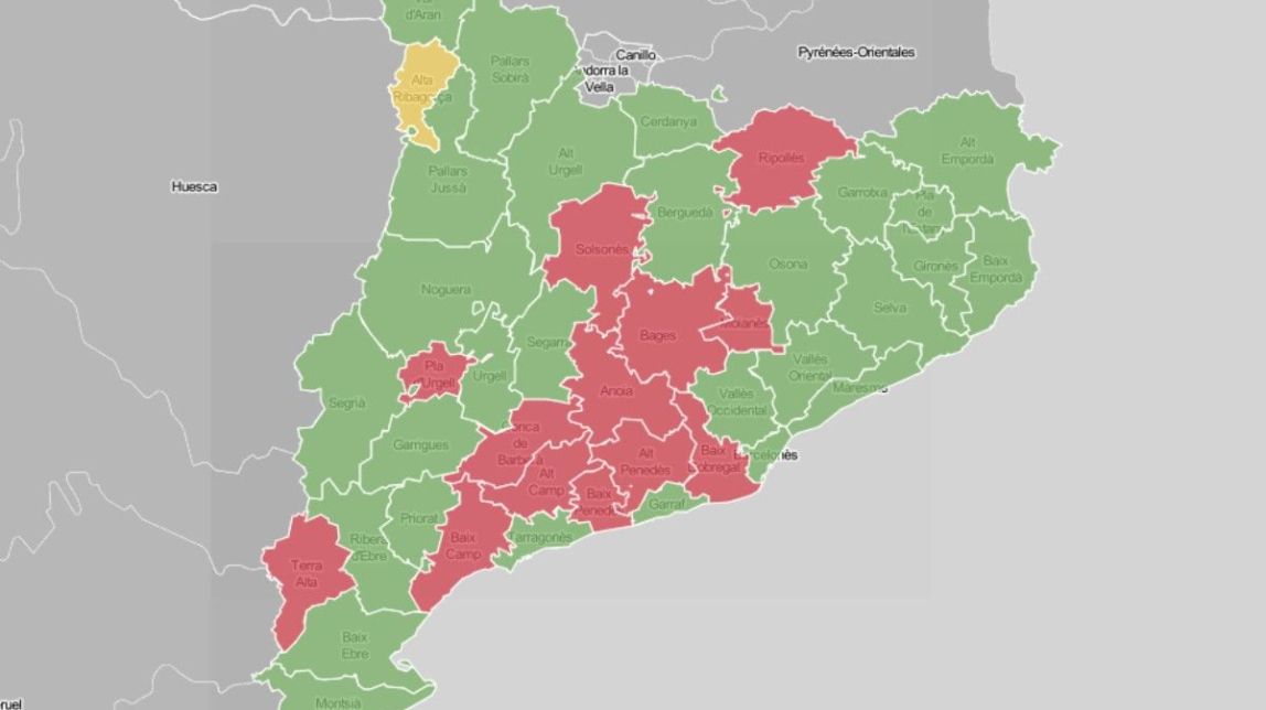 MAPES Quasi un terç de les comarques ja tenen ara més ingressats que en el pic de la segona onada