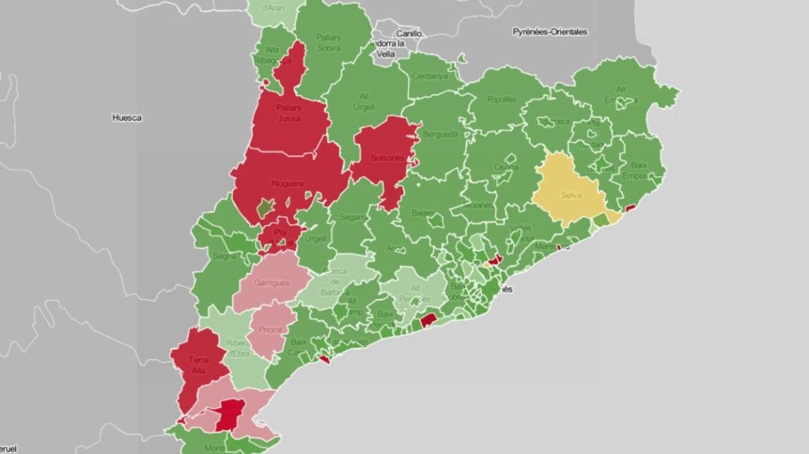 MAPES El risc de rebrot segueix caient al 79% de comarques i el 89% de ciutats