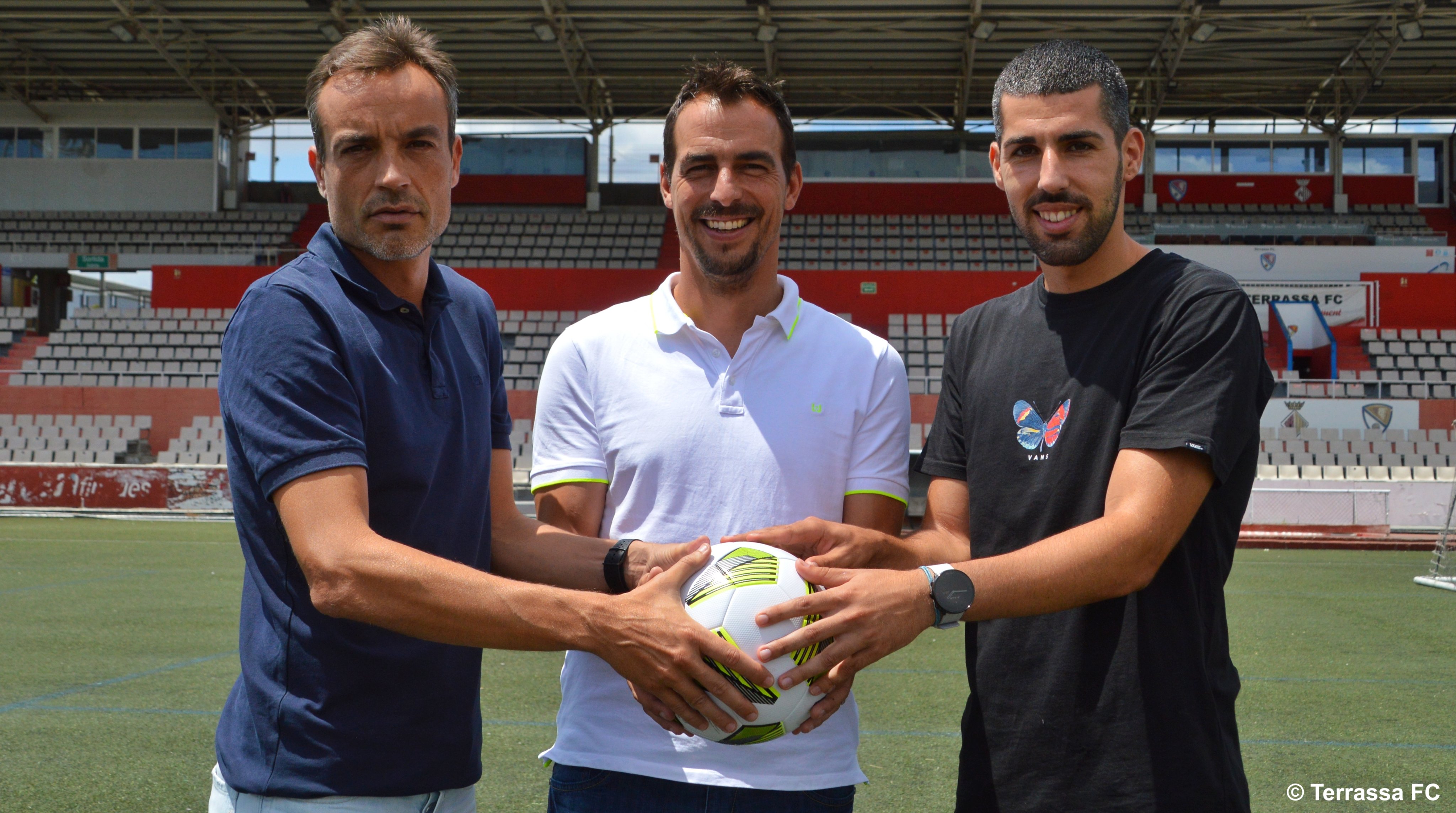Pere Tarradellas i Òscar Balaguer, en el cos tècnic del Terrassa FC