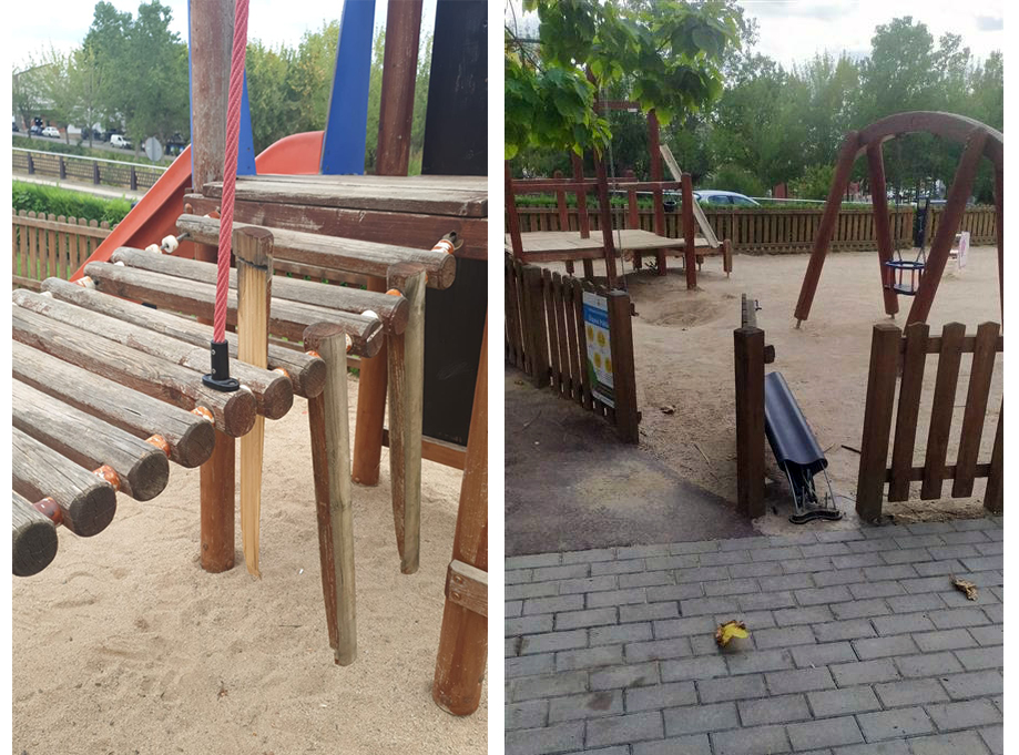 Acte vandàlic al parc infantil de la plaça Roc Blanc de Viladecavalls
