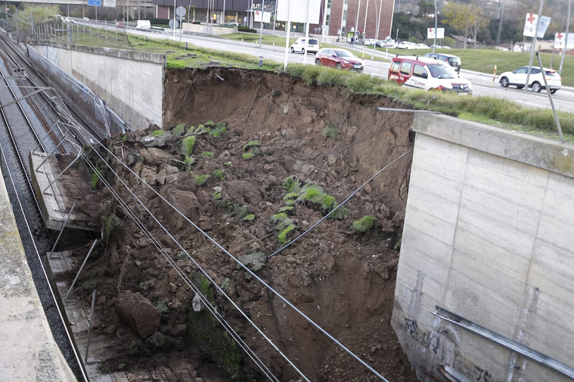 Esfondrament al túnel de ferrocarrils a Terrassa