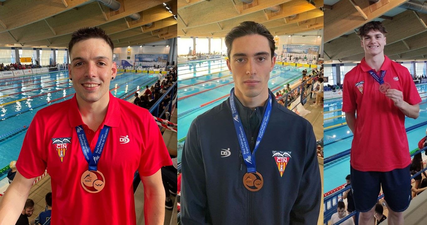 Tres nedadors del CN Terrassa, amb la selecció catalana