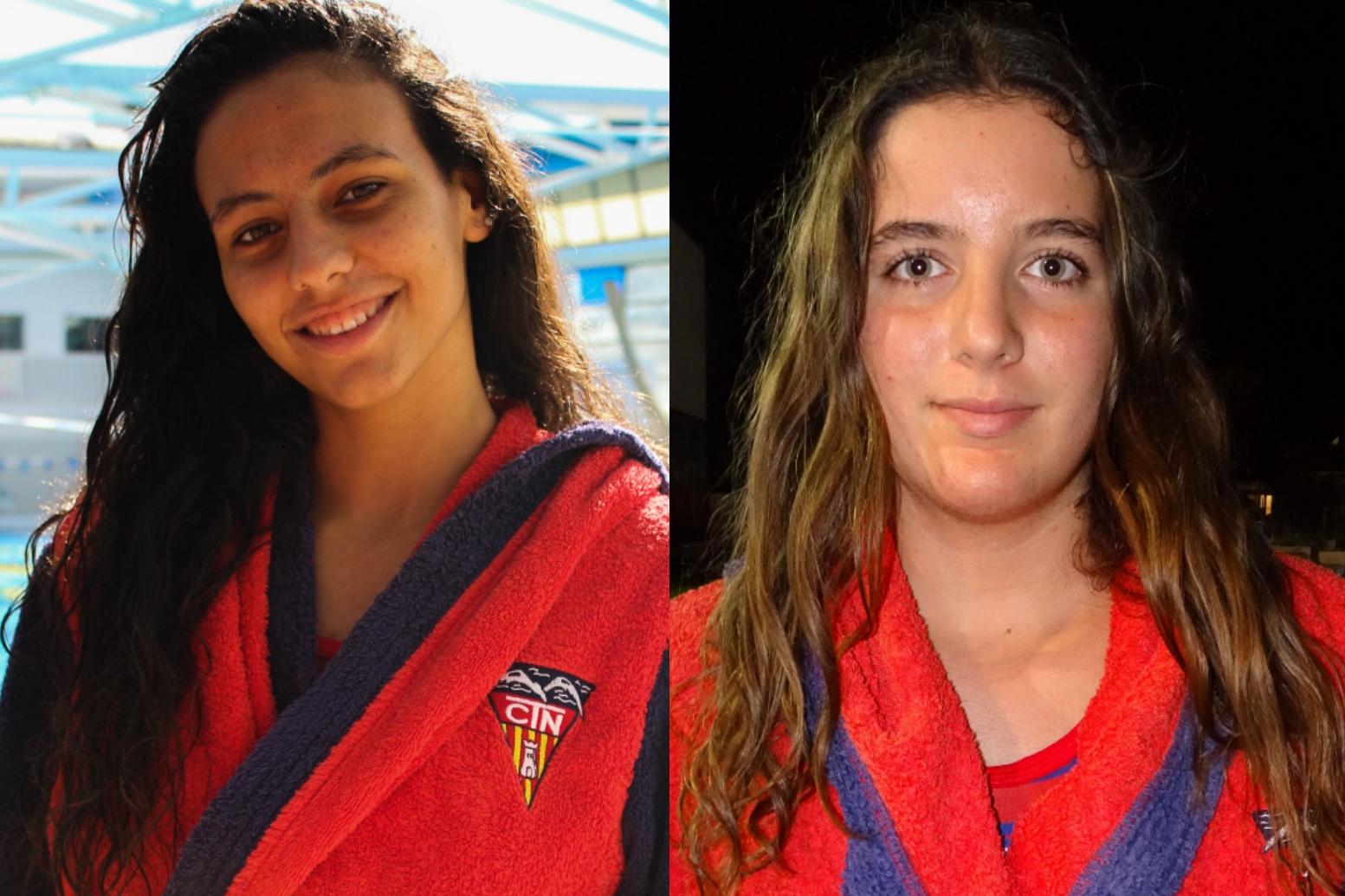 Noelia Cuenda i Esther Arcas, amb les seleccions júnior i juvenil de waterpolo