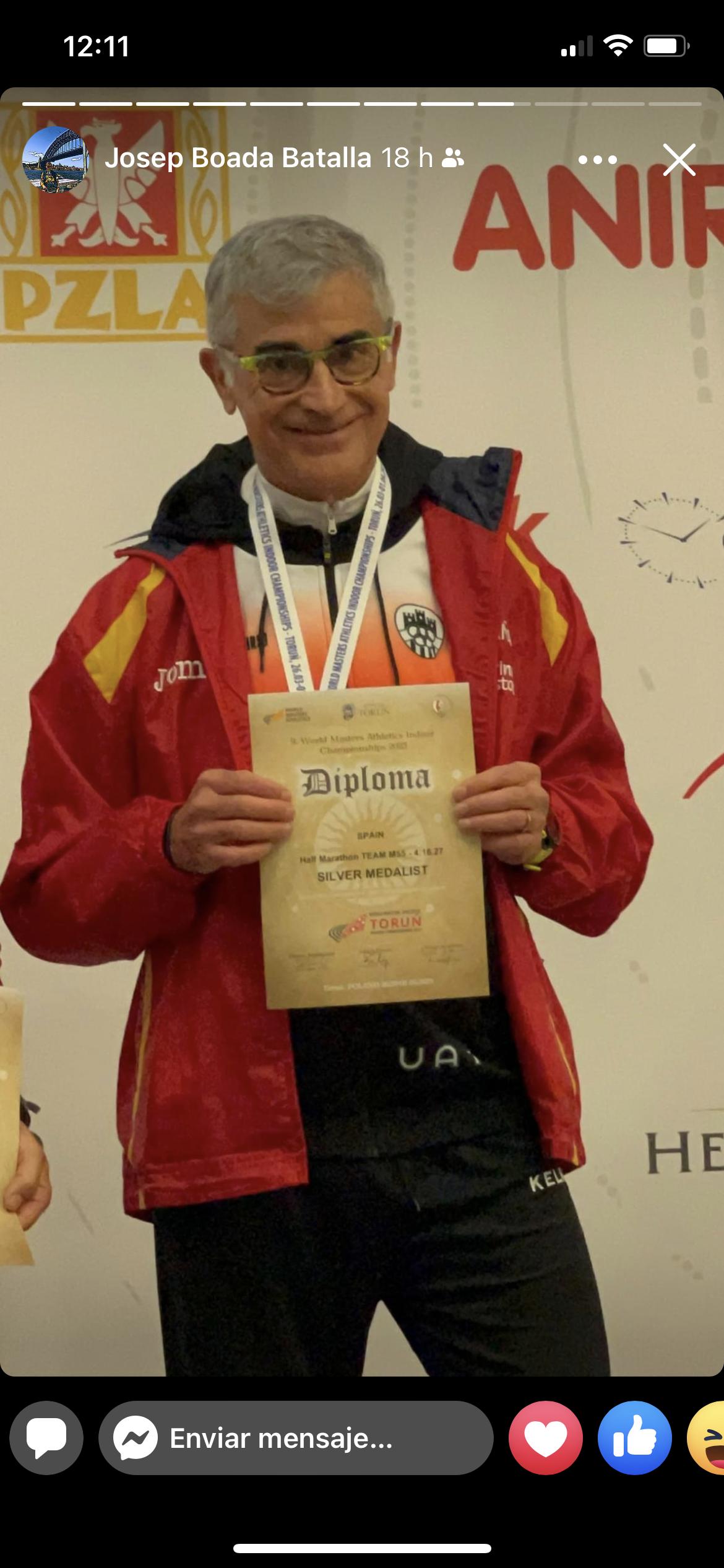 Josep Boada, subcampió mundial de mitja marató per equips