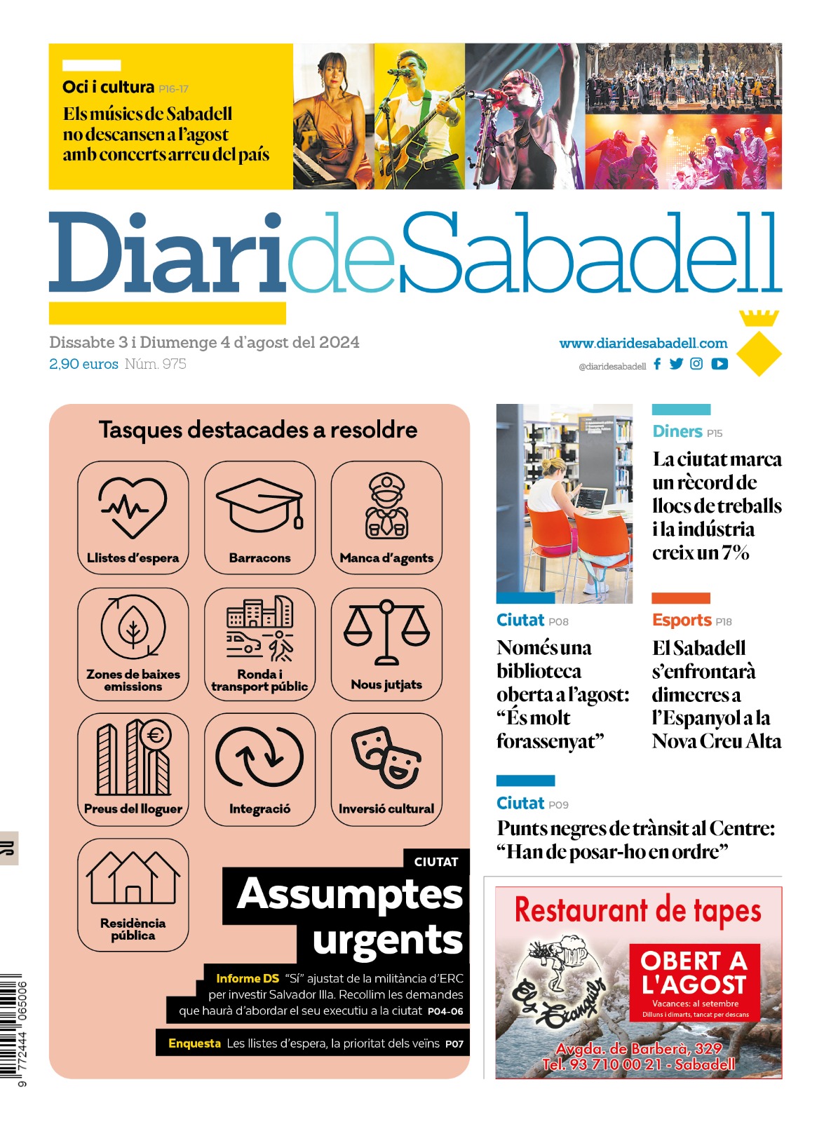 Les notícies destacades del dia a Sabadell