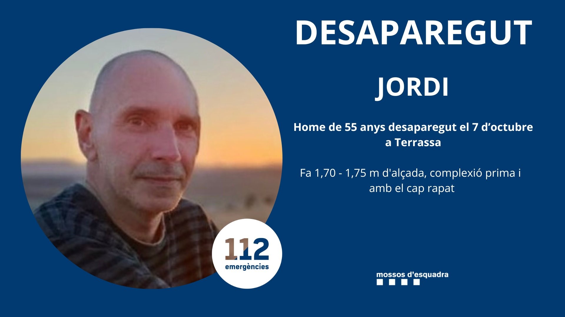 Localitzen el Jordi, l'home desaparegut a Terrassa