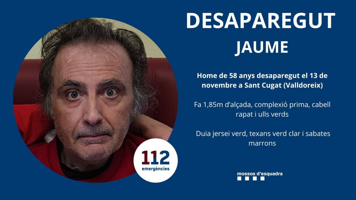 Busquen un home de 58 anys desaparegut a Valldoreix