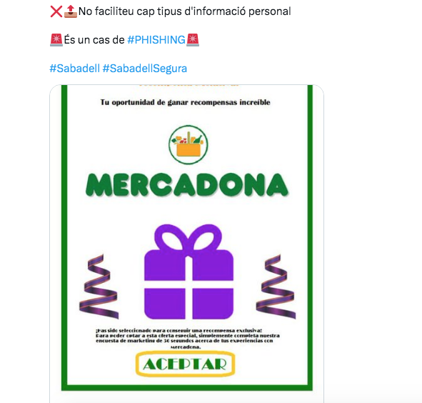 Alerta per una estafa suplantant un conegut supermercat: no piquis!