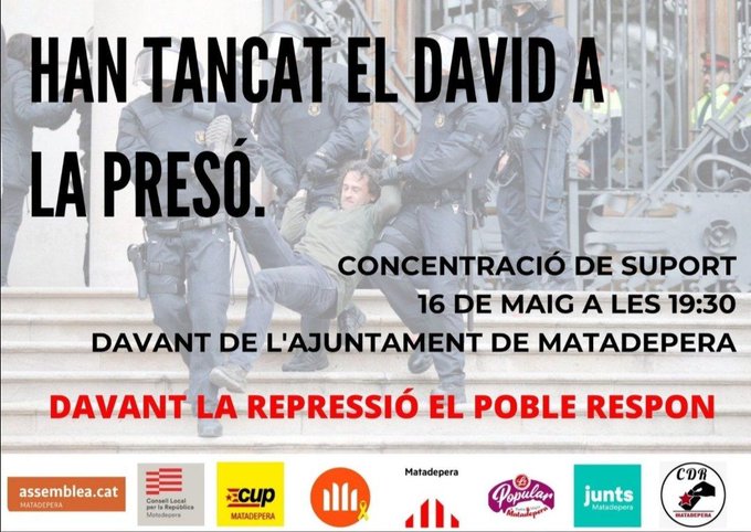 Detingut un CDR de Matadepera que es va encadenar a la porta del TSJC el 2018