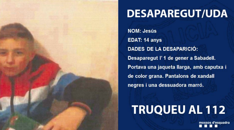 Localitzat el Jesús, el sabadellenc de 14 anys desaparegut durant 8 dies