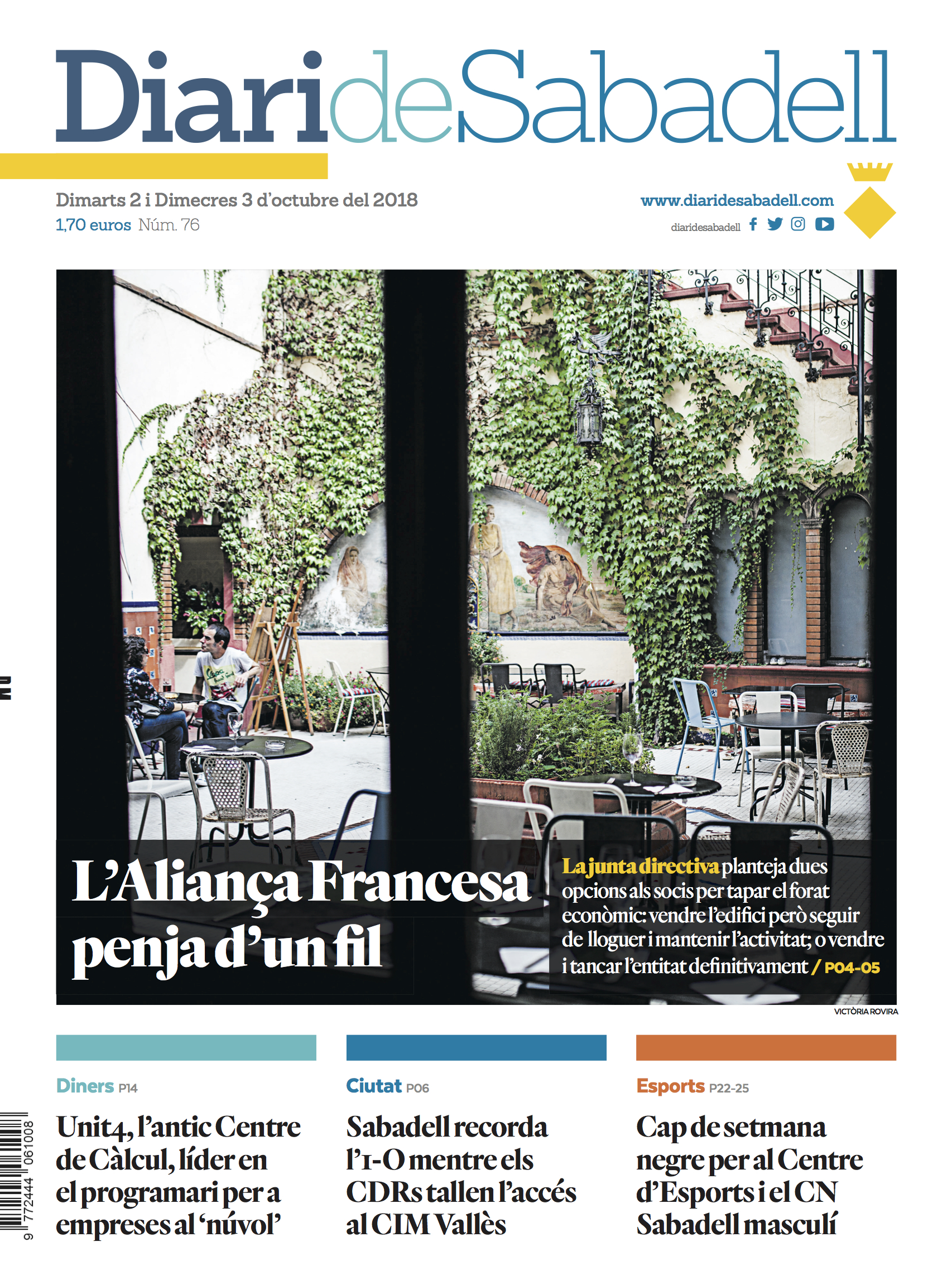En portada: L'Aliança Francesa penja d'un fil