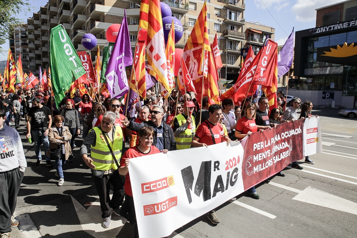 Manifestació 1 de maig CCOO i UGT a Terrassa el 2024 - Lluís Clotet