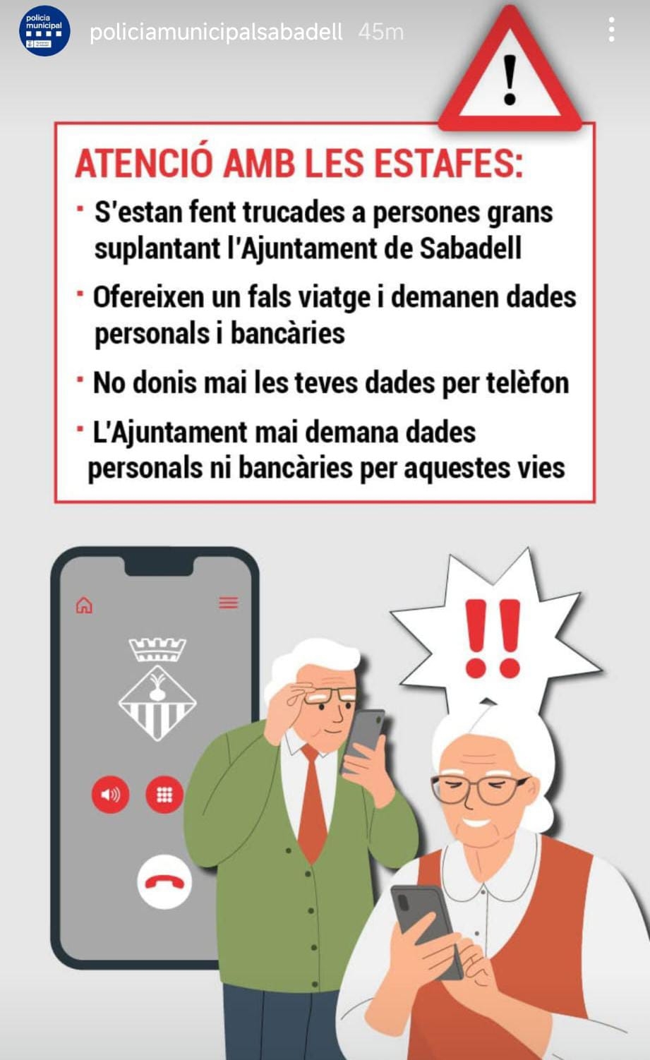 El missatge de la Policia Municipal advertint d'una estafa a Sabadell - 