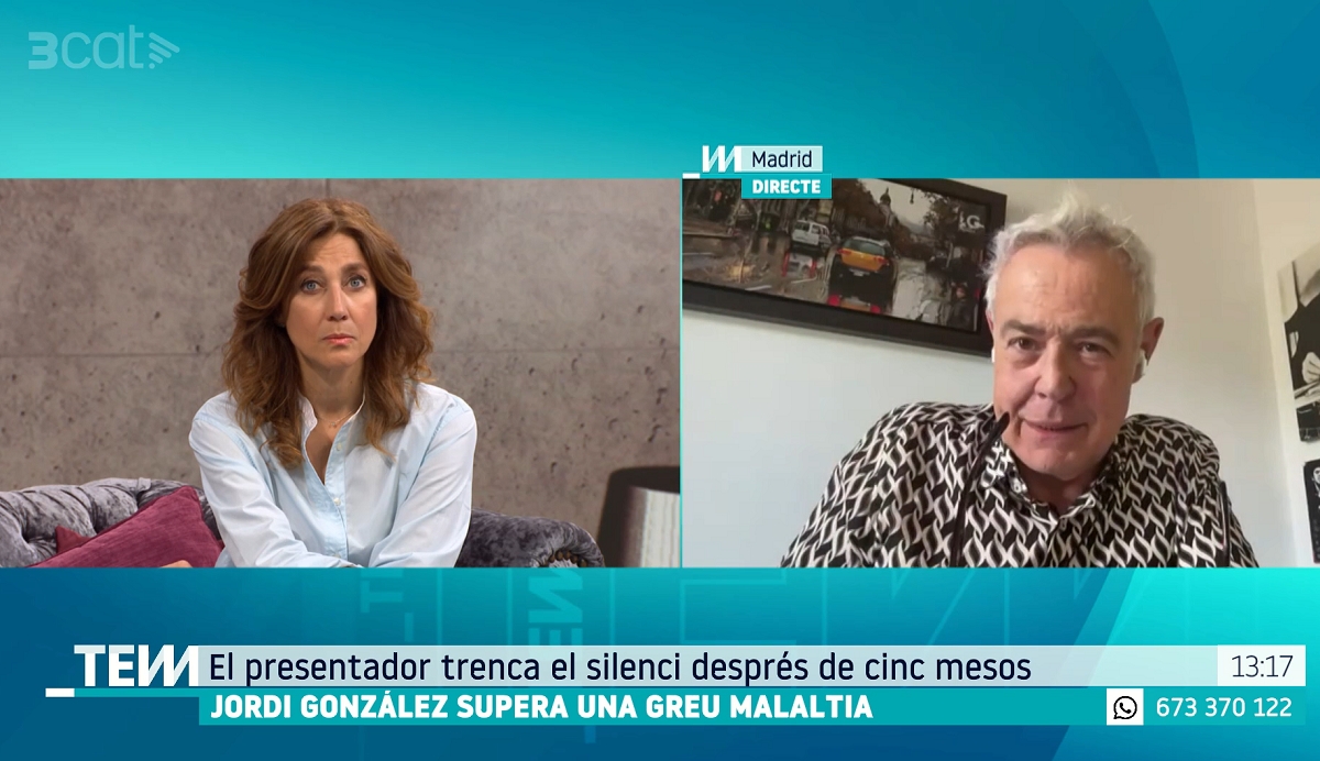 Jordi González reapareix a TV3 per explicar al «Tot es mou» la gravetat del seu coma induït