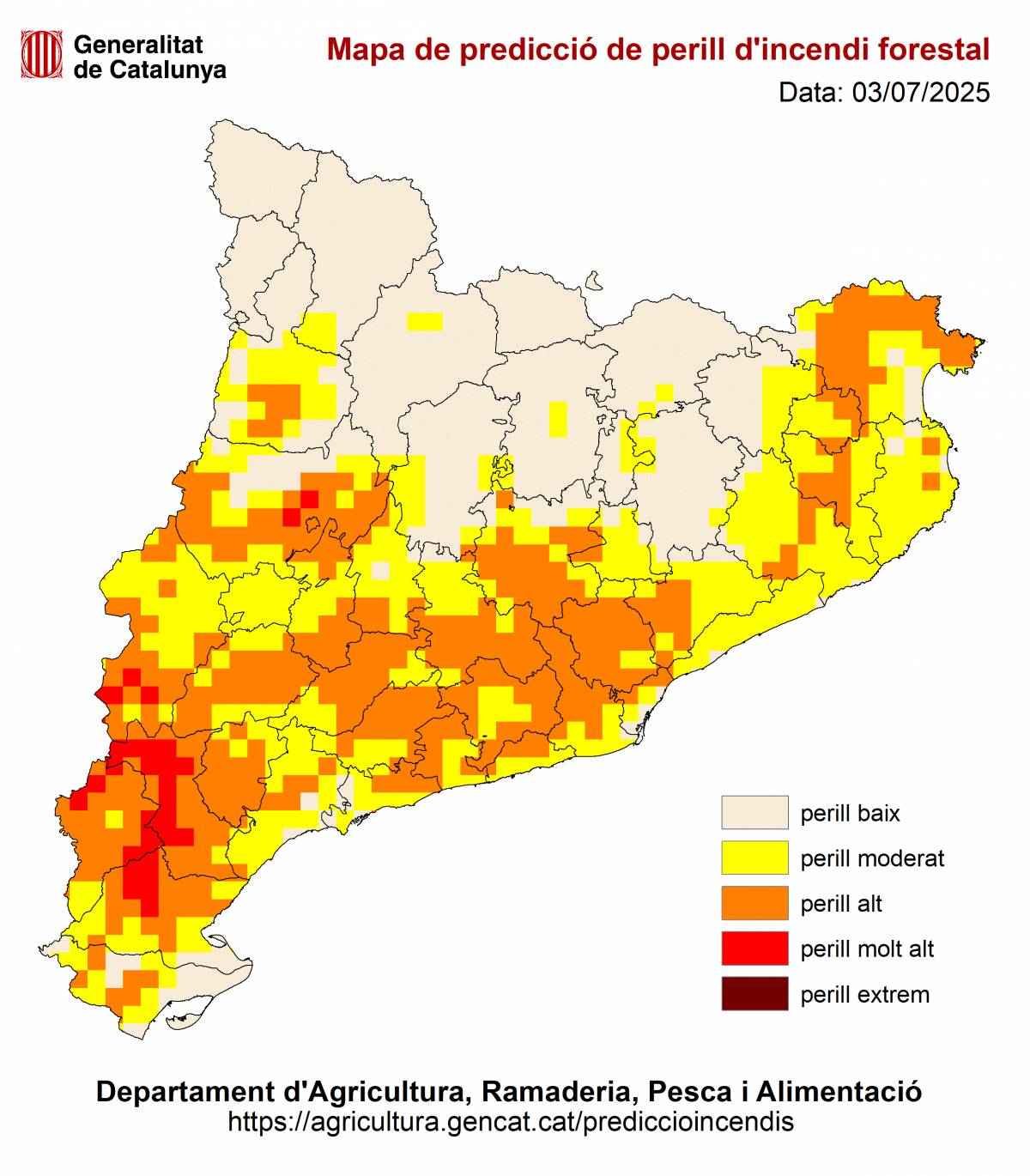 Mapa de perill d`incendi del 3 de juliol de 2025 - Mapa de perill d`incendi del 3 de juliol de 2025