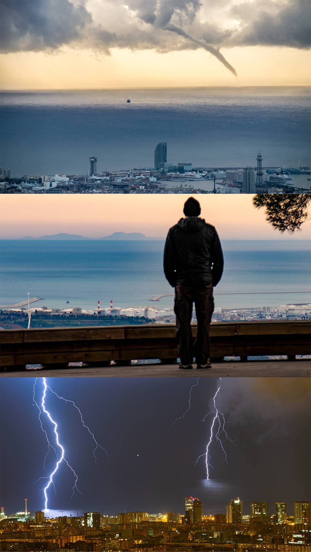 Una mànega marina, Mallorca i una tempesta nocturna vista des de la terrassa de l`Observatori Fabra - Cedies per Alfons Puertas / RACAB Una mànega marina, Mallorca i una tempesta nocturna vista des de la terrassa de l`Observatori Fabra