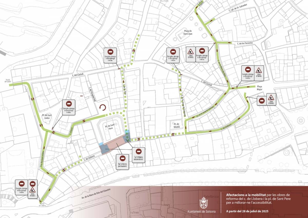 Plànol de la modificació de la mobilitat mentre durin les obres - 