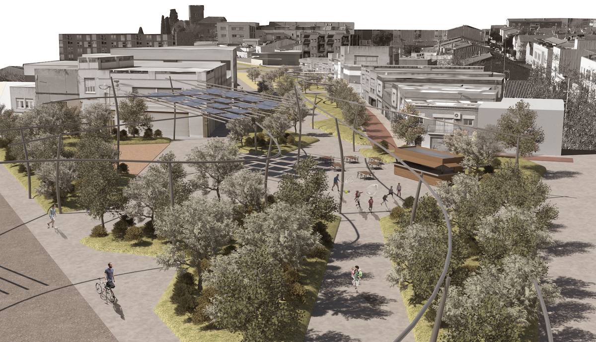 Imatge virtual de la urbanització del passeig sorgit del soterrament - Cedida (Aj. Sabadell) Imatge virtual de la urbanització del passeig sorgit del soterrament