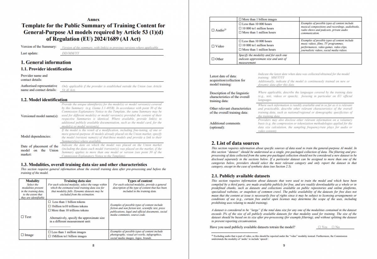 Plantilla on les empreses d`IA hauran de mostrar l`origen de les dades - Comissió Europea Plantilla on les empreses d`IA hauran de mostrar l`origen de les dades