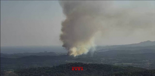 Els Bombers treballen en un incendi de vegetació a Palamós
