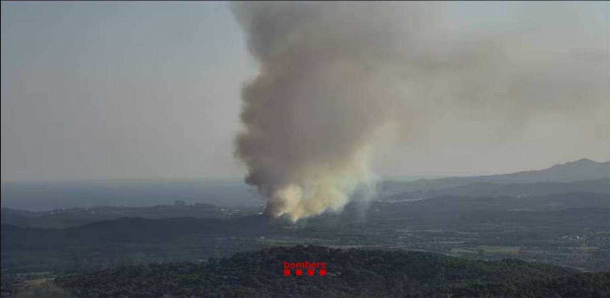 Els Bombers treballen en un incendi de vegetació a Palamós