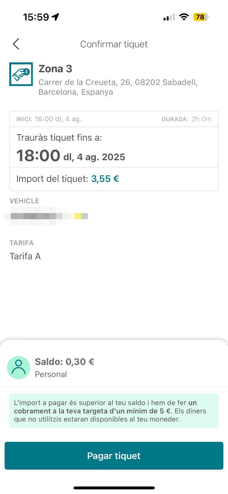 L`aplicació permet pagar la zona blava