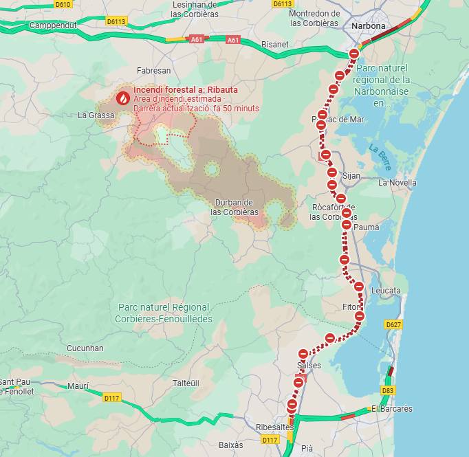 Incendi a Occitània - Google Maps Incendi a Occitània