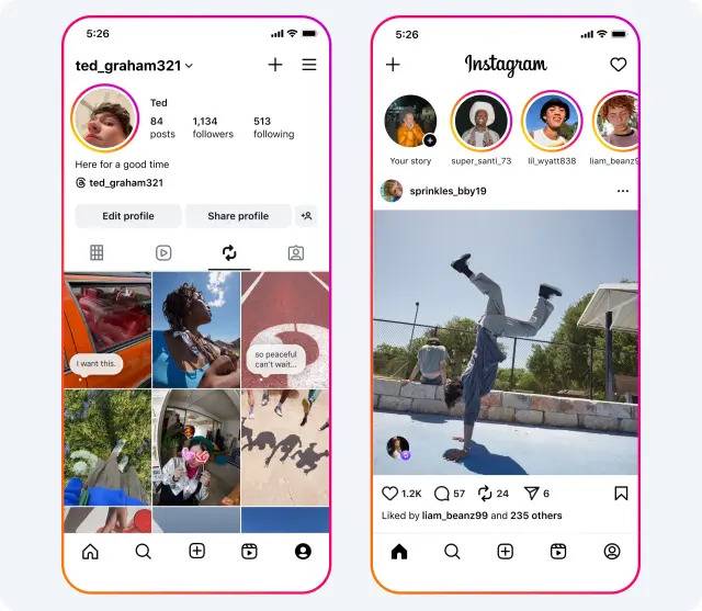 Els reposts d`Instagram, la nova eina que és similar a X o a TikTok - Meta Els reposts d`Instagram, la nova eina que és similar a X o a TikTok