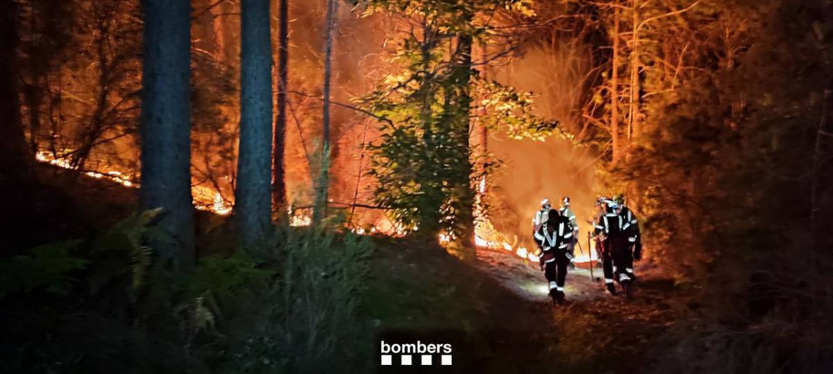 Estabilitzat l'incendi de tres focus entre Amer i Susqueda 