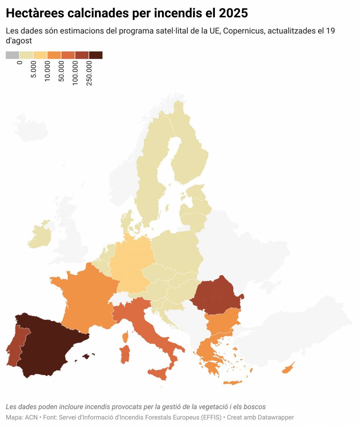 Mapa ACN - Font: Servei d'Informació d'Incendis Forestals Europeus (EFFIS)