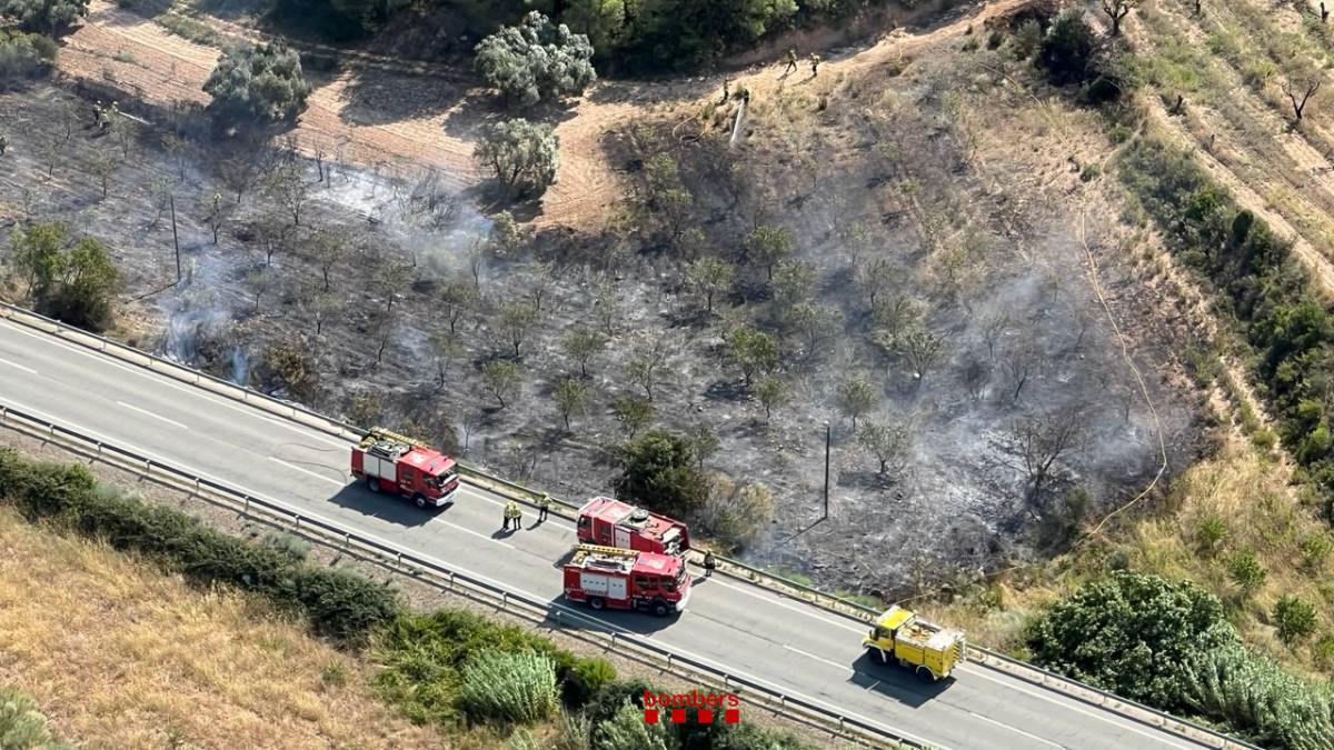 Controlat un incendi al voral de l’N-420 a la Fatarella