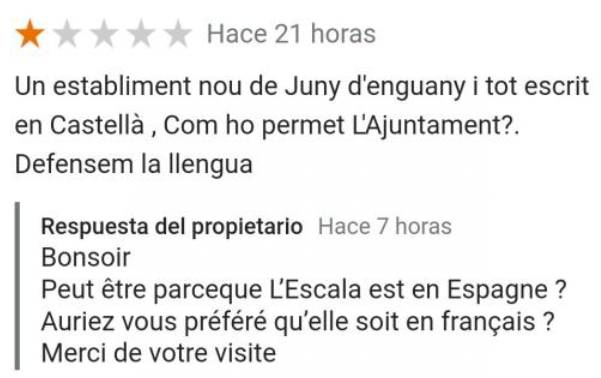«L'Escala és Espanya»: la resposta d’un establiment de la Costa Brava a un veí que demanava retolació en català