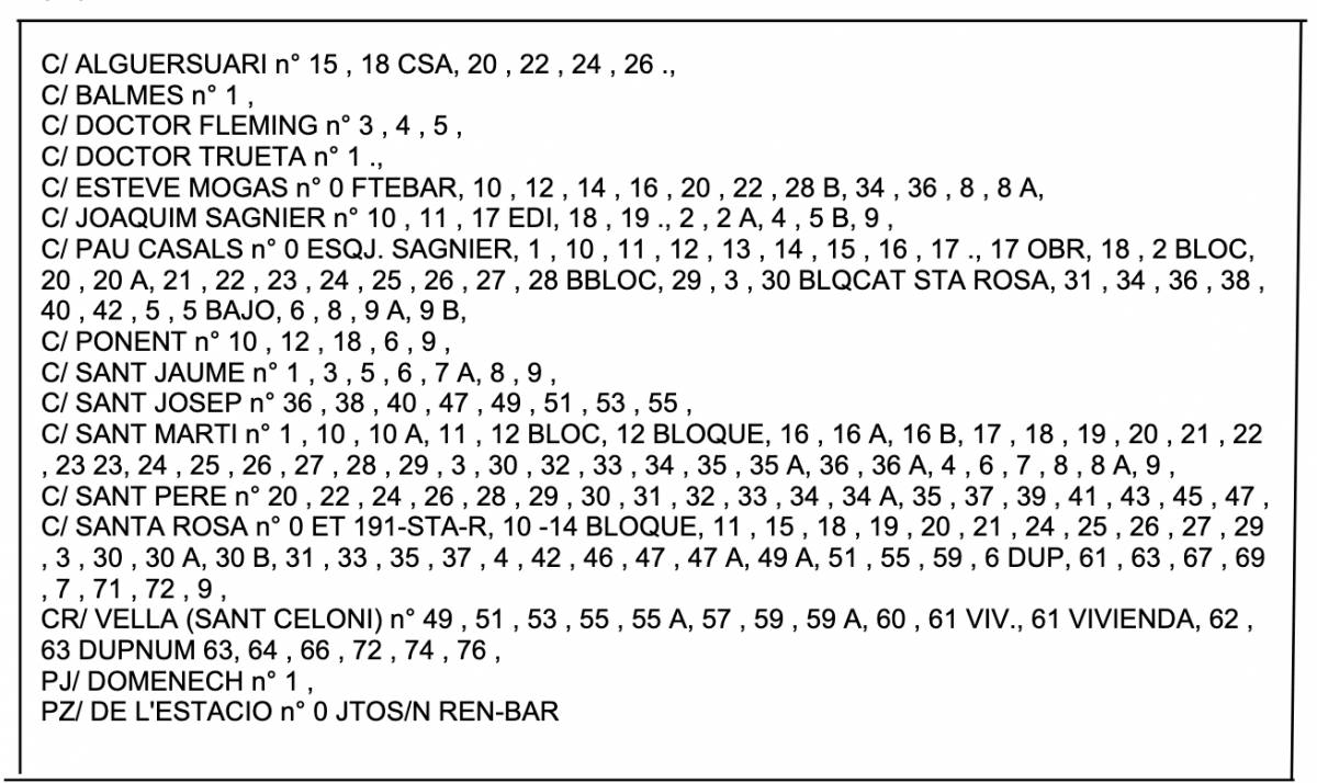 Afectacions del tall a Sant Celoni. - Cedida Afectacions del tall a Sant Celoni.