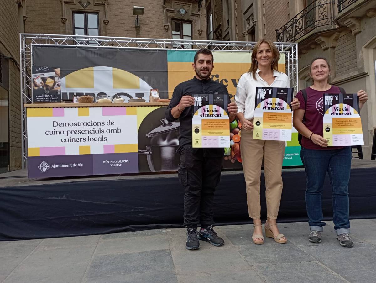 Aliberch, Piella i Roca presenten el nou cicle gastronòmic del Mercat de Vic.