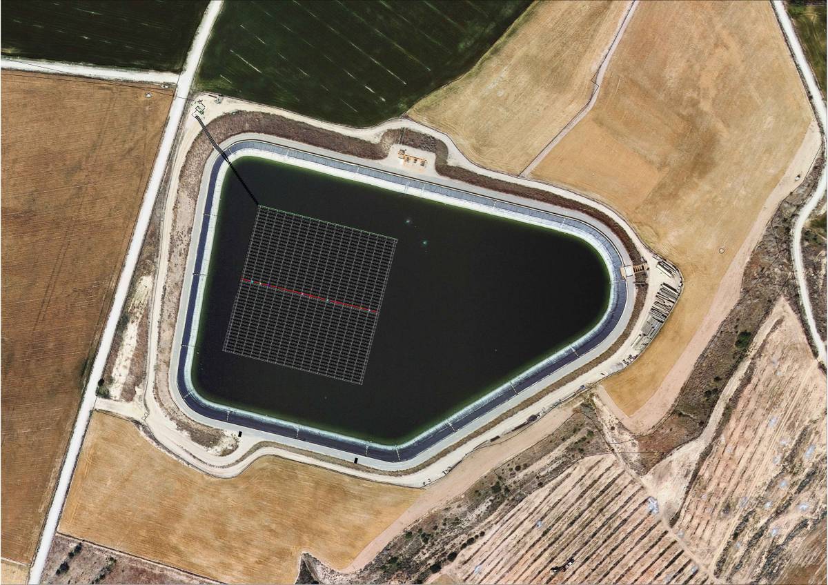 La futura planta solar flotant de la bassa d`Alfés