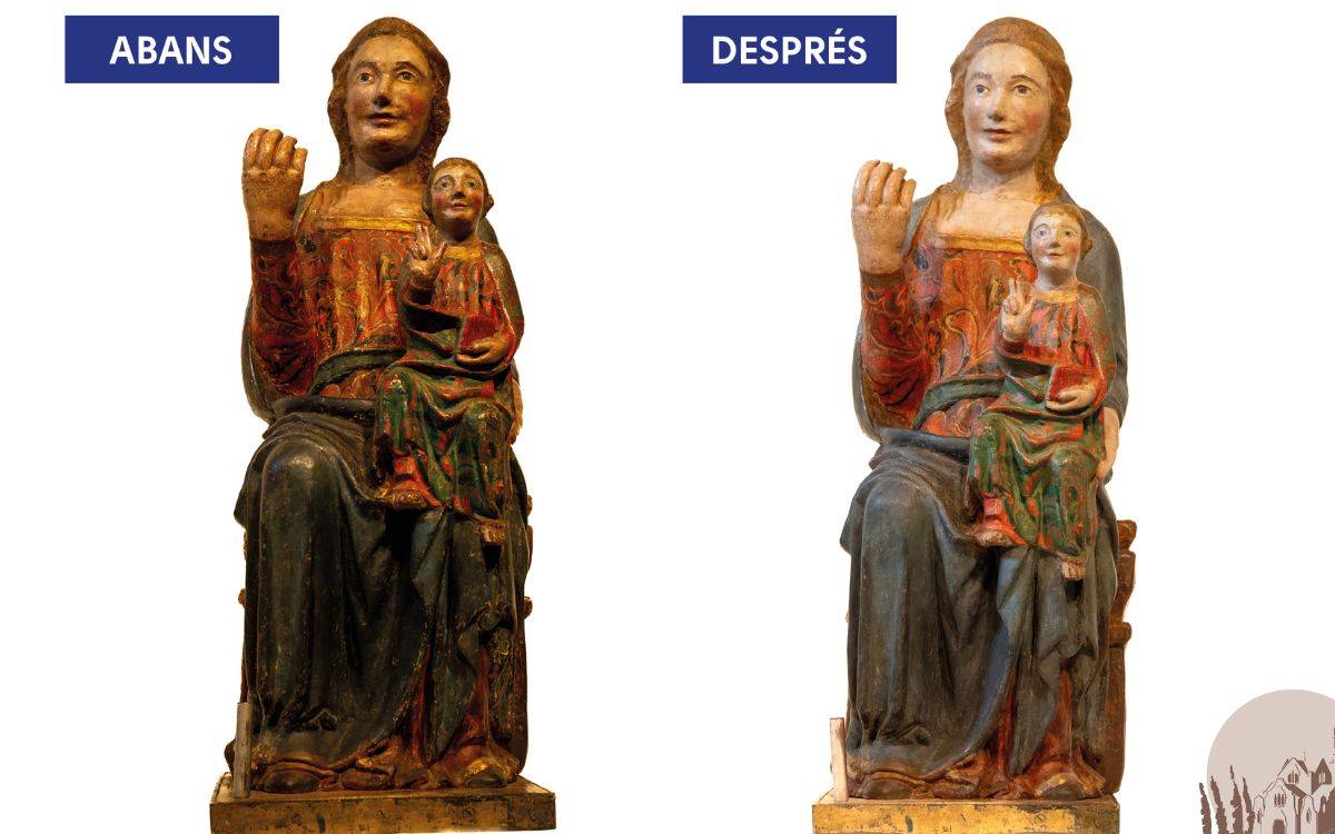 Les Borges del Camp descobreix noves capes de la Mare de Déu de la Riera del segle XIII amb la seva restauració