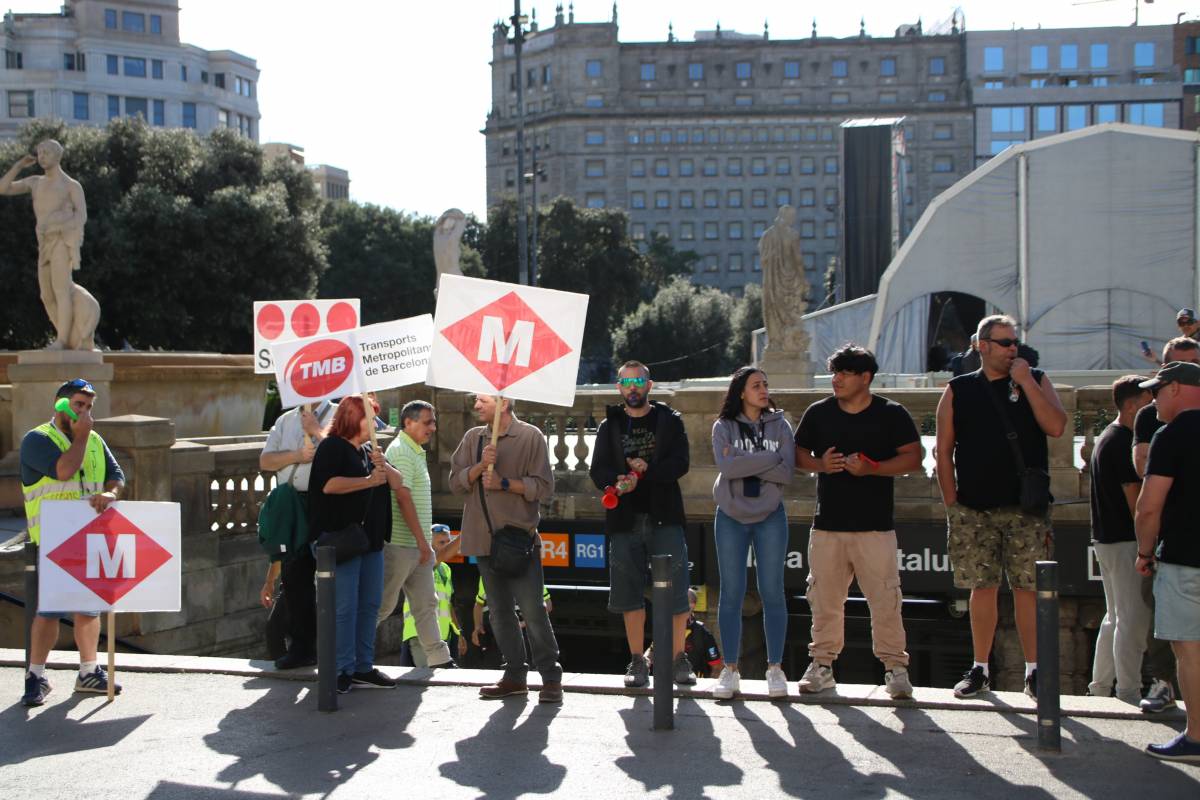 Protesta dels vigilants del Metro a la plaça de Catalunya de Barcelona - Bernat Vilaró / Mariona Puig / ACN