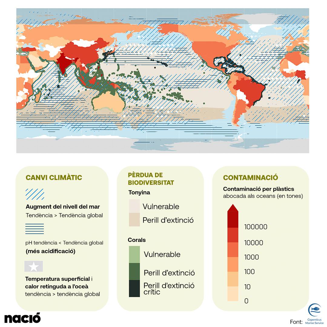 Distribució dels principals impactes sobre els oceans