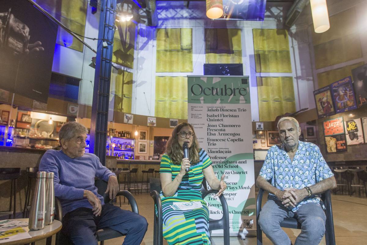 Lluís Rambla, Susanna Carmona i Enric Alegre, a la presentació de la programació jazzística - Nebridi Aróztegui