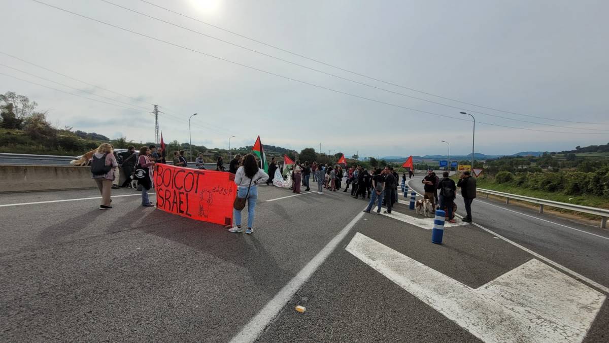 Un centenar de manifestants tallen la C-16 en protesta per Palestina