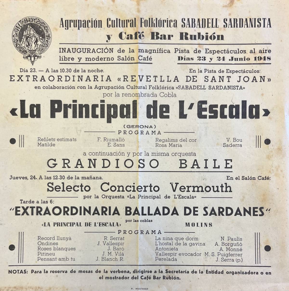 Un cartell de la inauguració - A.H.S