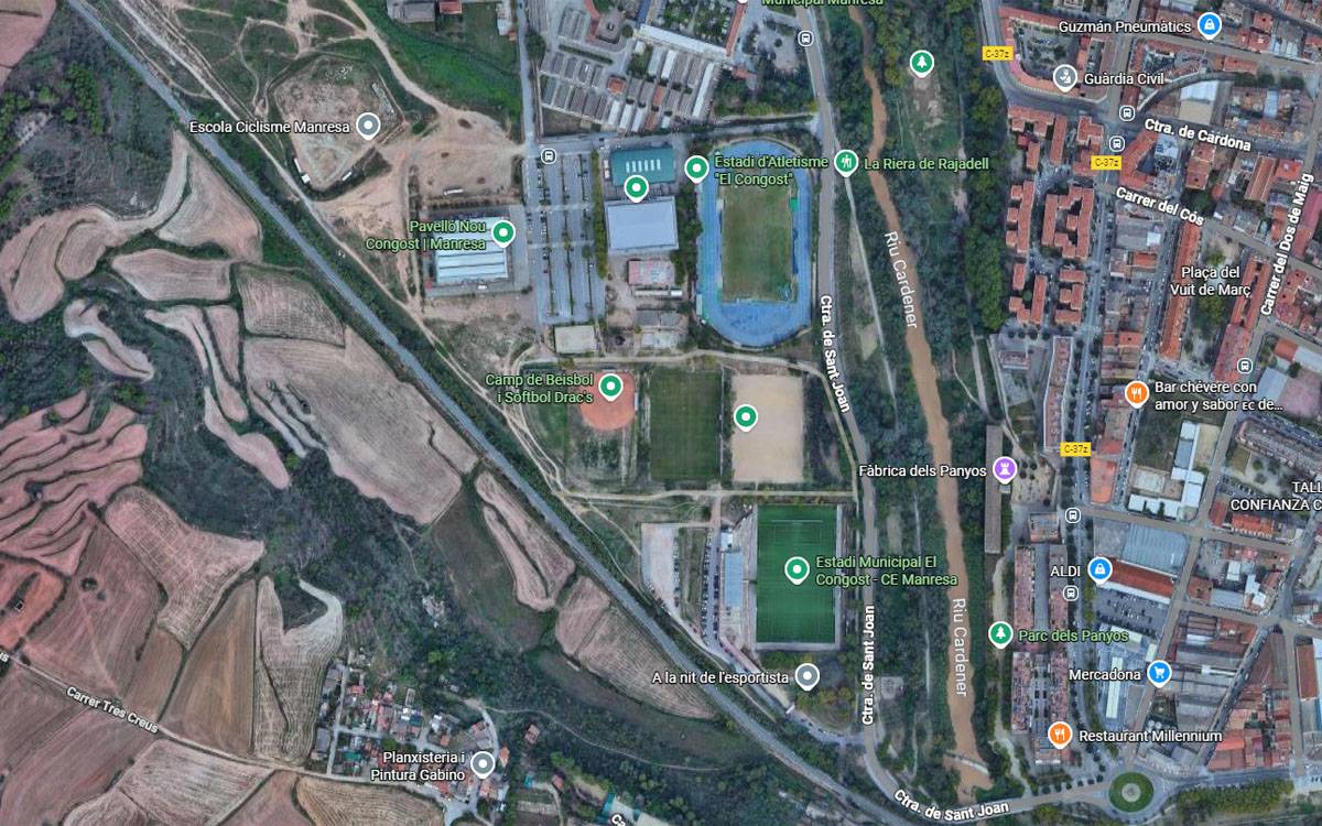 Plànol de la zona esportiva del Congost de Manresa - GMaps