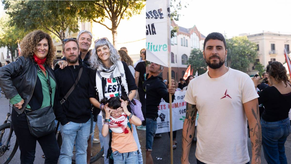 Membres del professorat de l?institut Ferran Casablancas i del Comitè de Solidaritat de Palestina, respectivament
