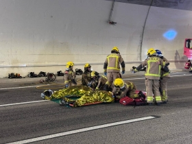 Simulacre d’accident amb diversos ferits posa a prova la coordinació d’emergències a la B-40