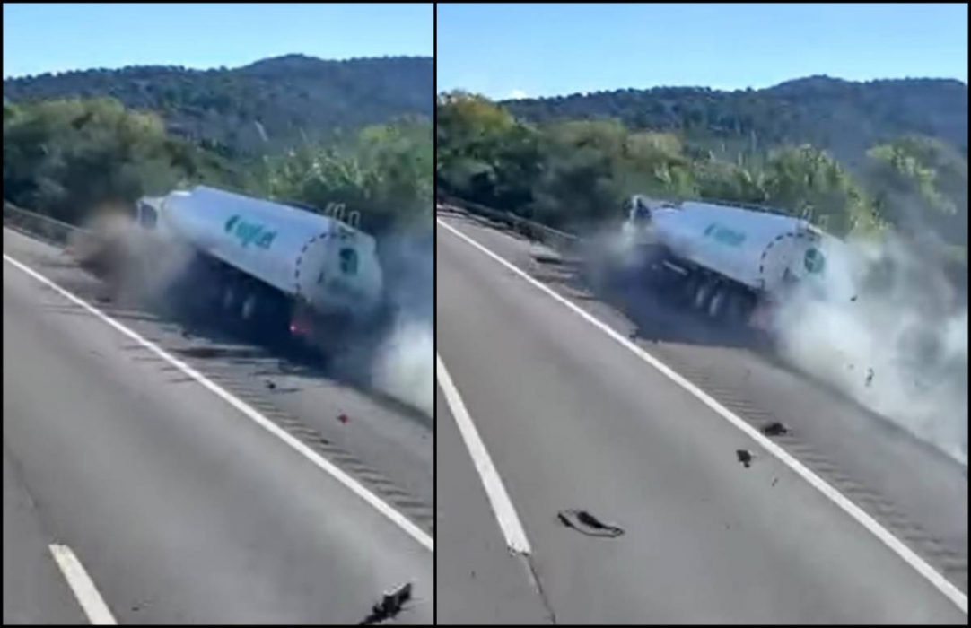 Retencions a l'AP-7 per l'accident d'un camió amb cisterna de gasoil
