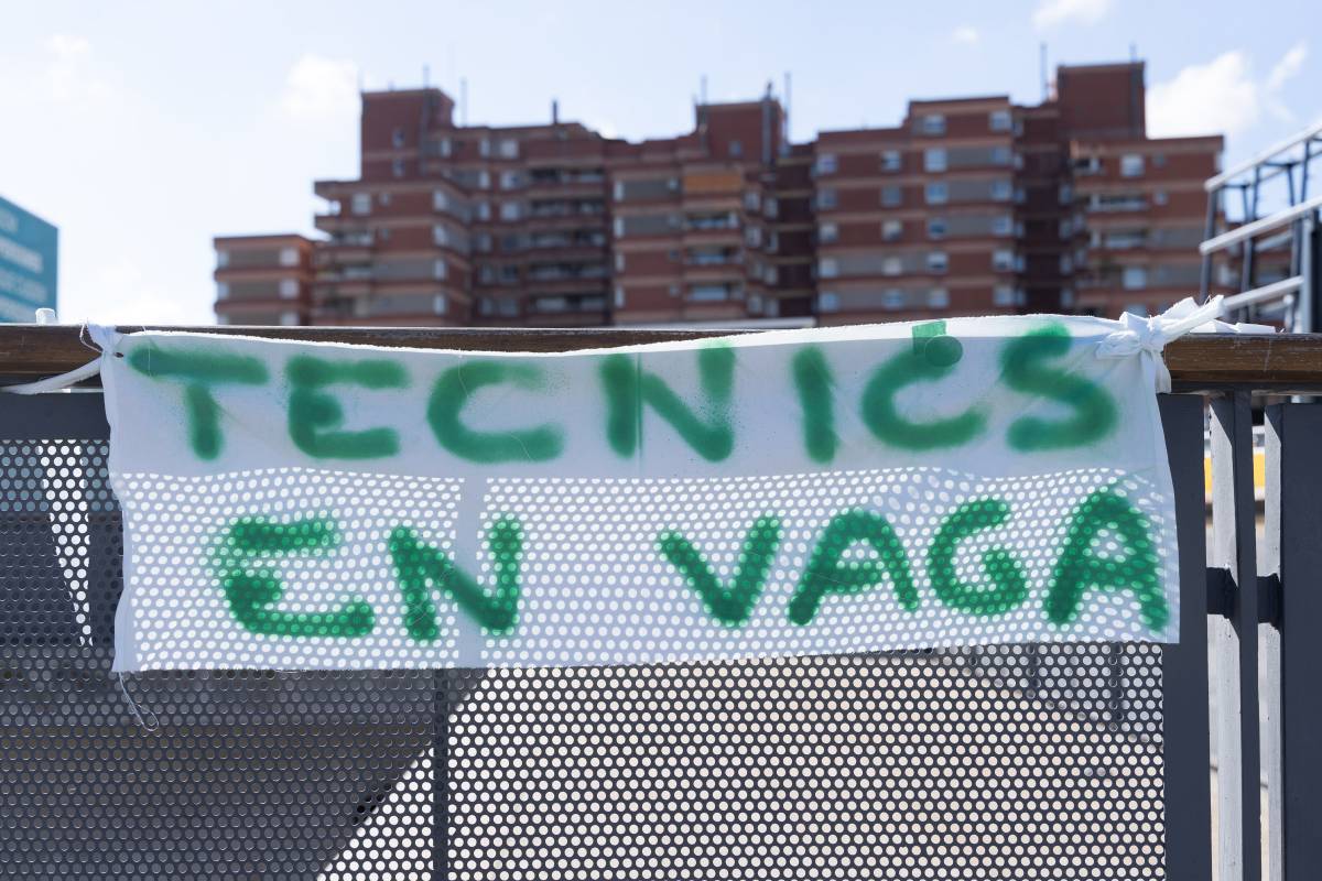 Una pancarta feta pels tècnics superiors sanitaris - David Chao