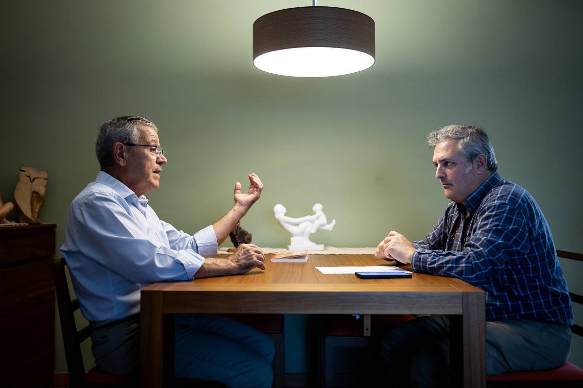 Modest Guinjoan, durant l`entrevista amb Nació - Hugo Fernández Modest Guinjoan, durant l`entrevista amb Nació