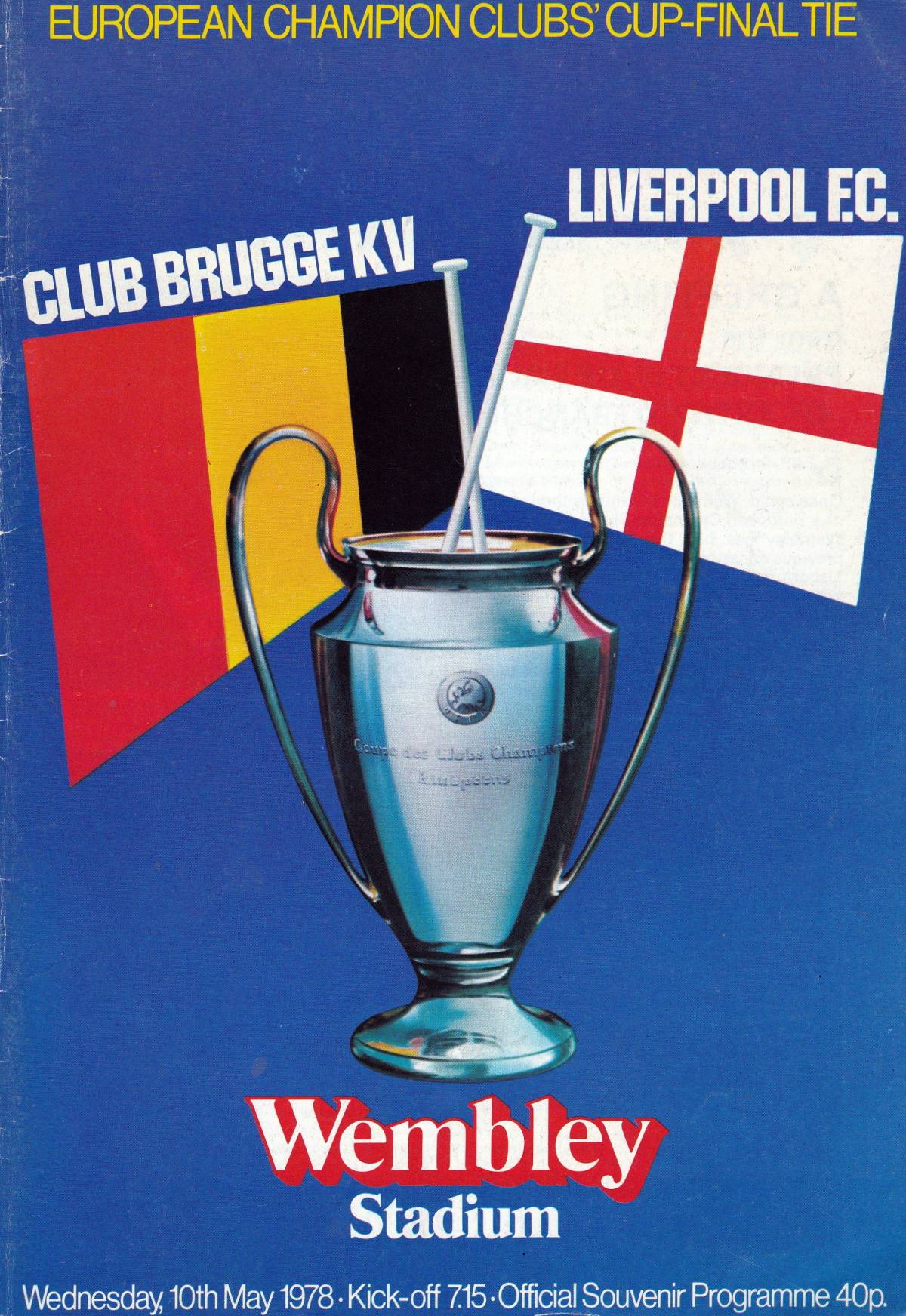 Portada del programa de la final de la Copa d’Europa de 1978 que el Bruges va perdre a Wembley davant del Liverpool  - @TheSkyStrikers