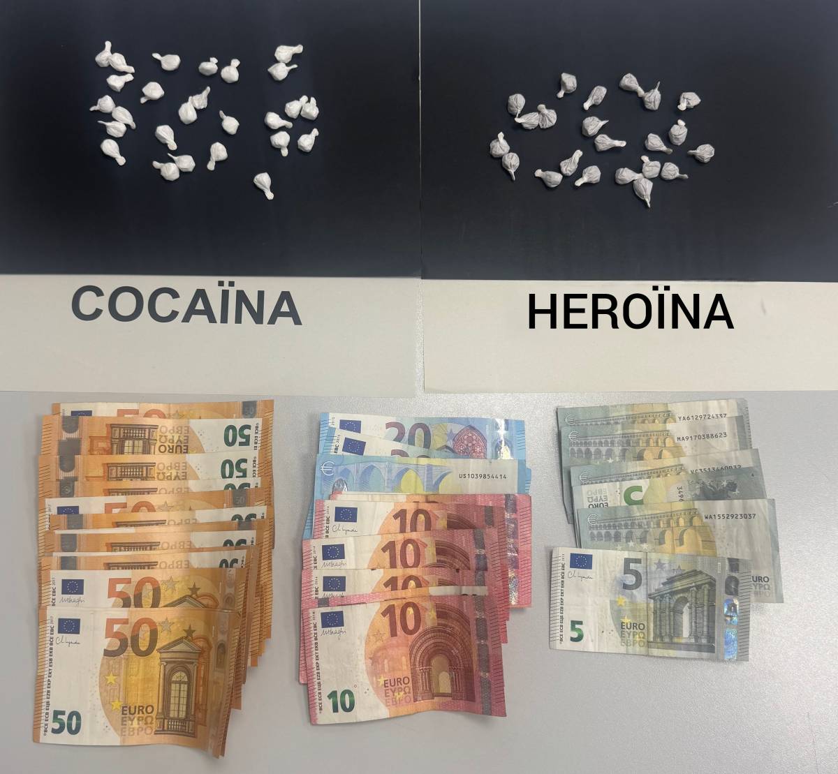 Cauen al Centre Històric de Lleida amb més de 40 dosis de cocaïna i heroïna a punt per vendre