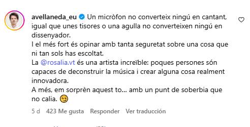 El comentari de Juan Avellaneda per les paraules de Ramon Gener - Instagram El comentari de Juan Avellaneda per les paraules de Ramon Gener